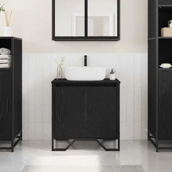 Szafka pod umywalkę Czarny dąb 60x35x60 cm Płyta wiórowa Lumarko! - Hurtownia wielobranżowa Lumarko Oferta limitowana